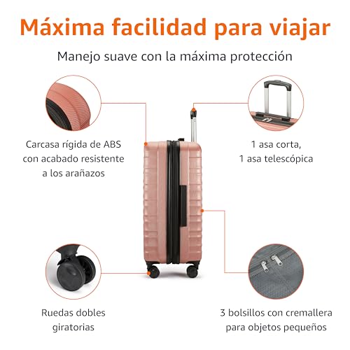 Miniatura 7 de Amazon Basics Conjunto De Maletas Rígidas Expandibles Pequeñas Medianas Grandes : Equipaje De Viaje Abs Con 4 Ruedas Giratorias Dobles Diseño Ligero Y Resistente A Los Arañazos, Oro Rosa