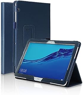 FANSONG for HUAWEI Mediapad T5 10 Case T5 10.1 inch Tablet Cover with Stand Bifold Series Litchi Stria Ultra Thin Magnetic Leather Smart Cover for Huawei Media Pad T5 10 (Navy)