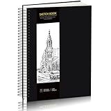 Skizzenbuch A3, Skizzenheft 200g/m² Skizzenpapier zum Zeichnen Zeichenpapier Malblock Spiralbindung für Künstler Kinder Studenten (60 Blatt/120 Seiten)