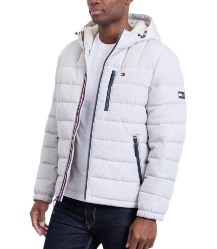 Image of Tommy Hilfiger Men's Midweight Sherpa Lined Hooded Water Resistant Puffer Jacket