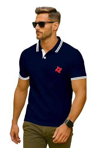 Image of Dagcros Classic Men's Polo T-Shirt with White Trim, Short Sleeve for Mens