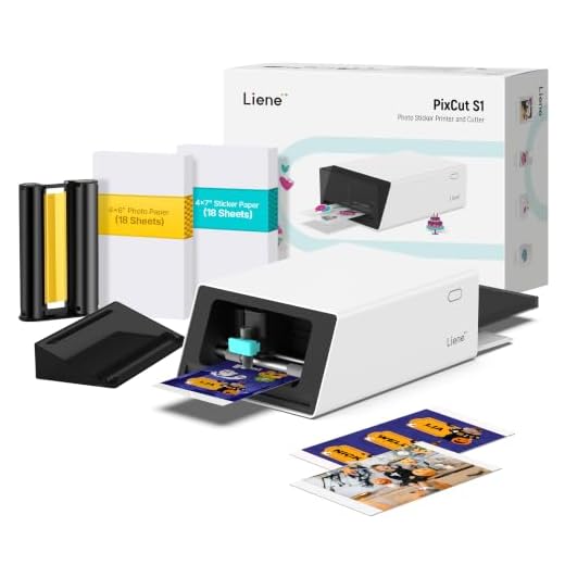 Liene PixCut S1 Color Sticker Printer & Cutting Machine - All-in-One Sticker Maker for DIY Crafts, Custom Labels & Gifts. Thermal Dye-Sublimation Photo Printer, 300 DPI, Precise AI Auto-Cutting