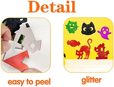 RMMD 200 PCS Halloween Foam Stickers Halloween Craft Stickers for kids Glitter Self-adhesive Foam Stickers Assorted Halloween Styles Foam Stickers for Halloween Party Craft
