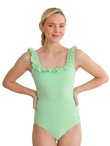 RuffleButts Women's UPF50+ Seersucker Ruffle One Piece