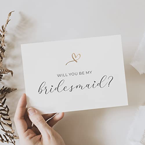 Will You Be My Bridesmaid Proposal Cards With Envelopes | Set Of 14 Gold Foil Heart Bridesmaid Cards | Flower Girl Proposal | Will You Be My Maid Of Honor Matron Of Honor Proposal Cards | 4X6 Inches #TOP5