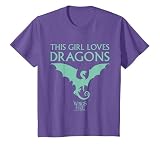 Wings of Fire Girl Loves Dragons T-Shirt, Youth, Purple Heather, Medium