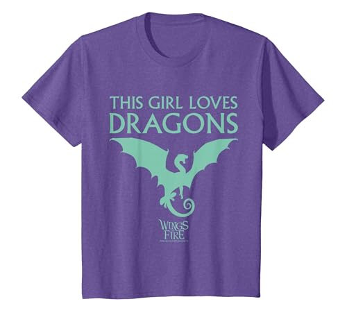 Wings of Fire Girl Loves Dragons T-Shirt, Youth, Purple Heather, Medium