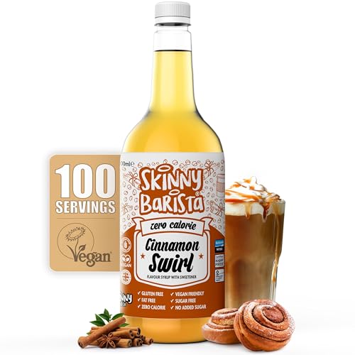 The Skinny Food Co Skinny Food Co Cinnamon swirl Coffee Syrup Zero Calorie 1L - Sugar Free Syrups, Hot Chocolate, Fruit, Baking, Protein Drinks - Vegan, Gluten-Free Fat-Free - Skinny Coffee Syrups.