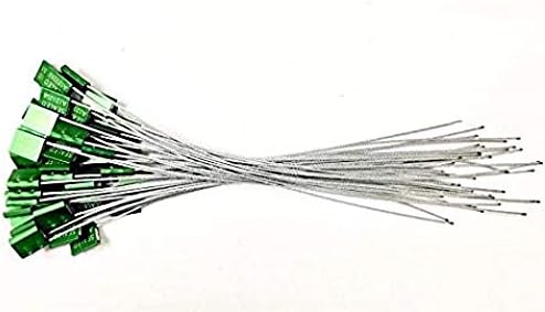 Green Galvanized Steel Lock Seals - Self-Lock Pull Tight Adjustable Metal Cable for Truck Doors, Trailers, Cargo, Containers - 14” Long, 1/12” Thick, 2mm (50ct)