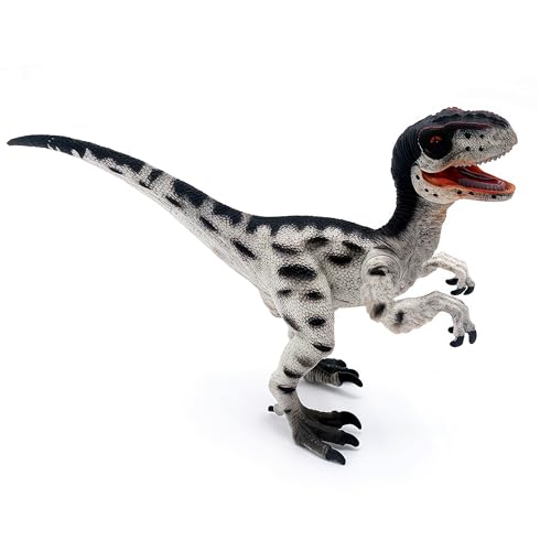 Gemini&Genius Velociraptor Dinosaur Toy for Kids, Raptor Dinosaur Action Figure with Movable Jaw and Hands, Realistic Dino World Toy as Gift and Collection Model for Kids Todders