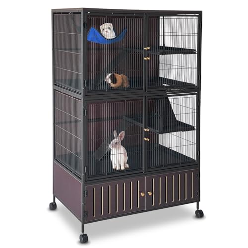 60''H Metal Large Ferret Cage, 5-Level Rolling Chinchilla Cage, M...