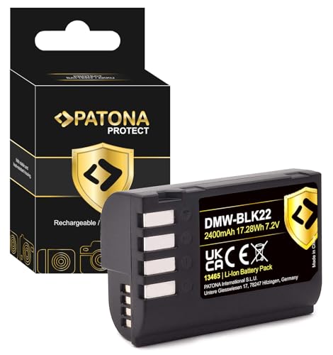 Patona Protect V1 - Batteria Dmw Blk22 Blk22E (2400 Mah), Compatibile Con Panasonic Dc S5 S5K G9 Gh5 Gh5 Ii Gh5S Gh6