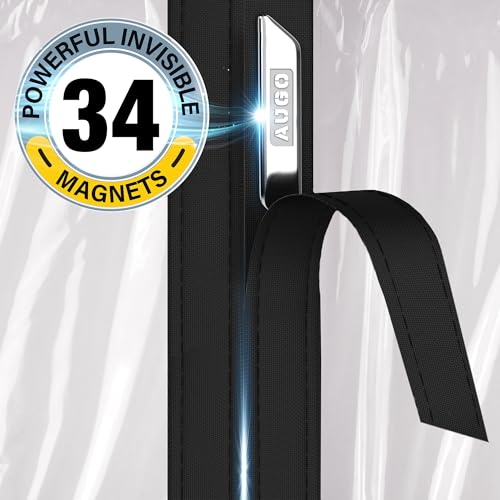Image of AUGO Magnetic Thermal Insulated Door Curtain - Transparent EVA Door Cover for Winter- Keeps Warm Air in and Cold Air Out - Home Winterizing Products - Patent Pending Keep Open Feature - 38 x 97 Inch