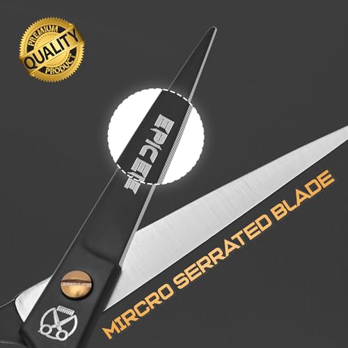 Hair Cutting Scissors - 6.5” Professional Hair Scissors For Men and Women High Carbon Stainless Steel With Serrated Blade And Leather Bag - Barber Scissors - Salon Hair Shears, Haircut Scissors - Image 6