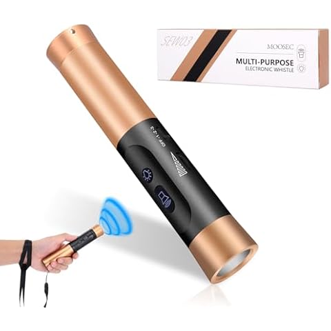 MOOSEC Electronic Whistle with LED Flashlight – Rechargeable Handheld Whistle, Adjustable 3 Tones High Volume for Sports and Emergencies, Gathering Attention for Teacher, Coach, Referee，Volume 0~125dB Cover