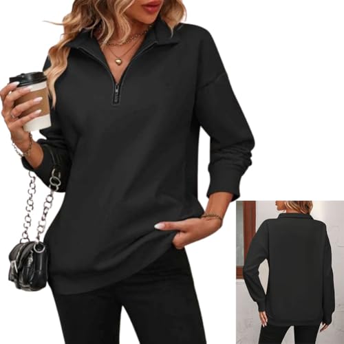 RJDJ Baweilder Womens Zip-Up Dropped Shoulder Sweatshirt, Baweilder Zip up Sweatshirt Women, Half Zip Long Sleeves2
