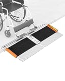 1 Feet Portable Threshold Ramp with Self-Adjusting Bottom, Wheelchair Ramp for Home Doorways, Non-Skid Handicap Ramp for Home Steps, Folding Wheel Chair Ramp for Stairs, Entry, 800LBS Capacity, Orange