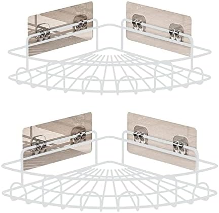 M MUNCASO Shower Caddy Corner Shelf , Wall Mounted Bathroom Shelves , No Drilling Bathroom Storage & Organiser (White)