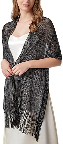 Voqeen Sparkling Metallic Shawls And Wraps Stole for Bridal Weddings/Evening Party/Formal Dresses/Bridesmaid/Prom Scarf(With Free Shawl Buckle)