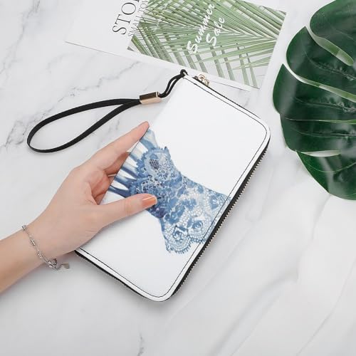 Skeleton Hand with Lace Glove PU Leather Clutch Long Bifold Wallet, Coin Purse Credit Pass Case, Durable Card-Holder Money Storage for Women Men4