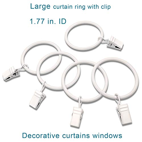 Weekseight 20 Pack White Curtain Rings With Clips, Curtain Hooks Hangers Clip Rings For Hanging Drapes Bows Hat, Drapery Rings 1.77 In I D, Fits Up To 1.5 In Diameter Curtain Rod. #TOP2
