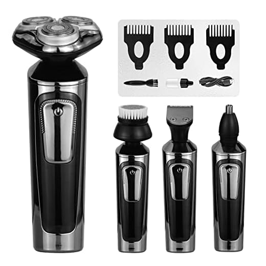4 in 1 Electric Razors for Men, SKERTS 4D Floating Head Rotary Shaver Razor with LCD Display, Rechargeable Beard Trimming Kit, Wet & Dry Shaver, Ear Nose Mustache Trimmer, 100 Minutes Shaving
