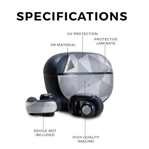 Image of Skin Compatible with Bose Ultra Open Earbuds - Gray Polygon - Premium 3M Vinyl Protective Wrap Decal Cover - Easy to Apply | Crafted in The USA by MightySkins