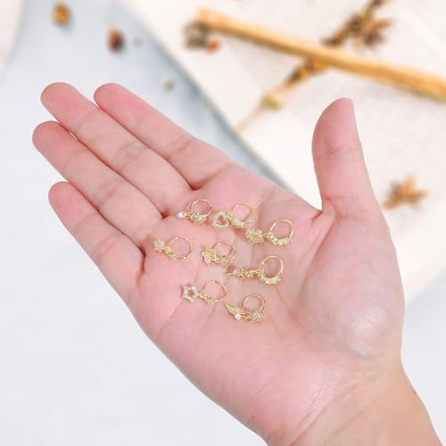 8 Pcs Dangle Nose Rings Hoop for Women,Gold Hoop Nose Rings3