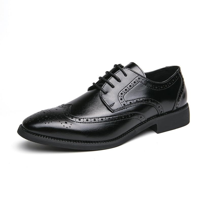 Mens Derby Shoes Walking Genuine Leather Platform Slip-on Oxfords Non Slip Casual Business Work Formal Shoes Lightweight