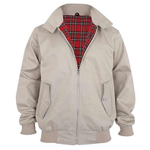 Malaika Harrington Jacket Men's Classic Vintage Retro Scooter 1970'S Bomber Trendy Coat,Beige,S