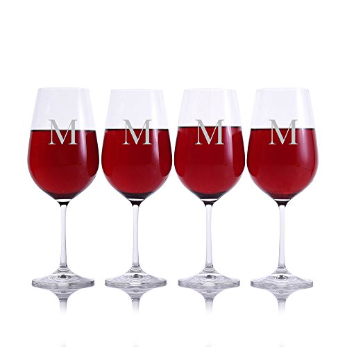 Crystalize Personalized Lead-Free Crystal Stemmed Red Wine Glasses Engraved & Monogrammed - Perfect for Christmas and the Holidays
