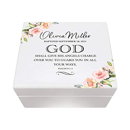 LifeSong Milestones Personalized Baptism Gifts for Girls Keepsake Jewelry Box Jewelry Storage for Goddaughter from Godmother Sister Friend Daughter (Angels Charge)