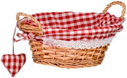 Premier Housewares Picnic Blanket Hamper Baskets For Gifts Picnic Basket Red Gingham Lining Wicker Basket Bread Basket Woven Basket 35 X 17 X 14