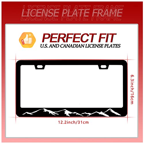 2Pcs Mountains License Plate Frame Mountain License Plate Frames For Car Decorative Accessories Rustproof License Plate Cover With Screws For Standard Us Canada License Plate Holder 12X6 Inch #TOP1