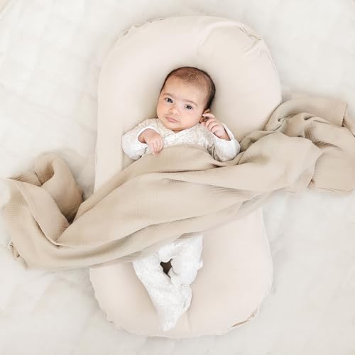 Image of Konssy 2 Pack Baby Lounger Cover, Stretchy Soft Infant Lounger Cover | For Baby Boys and Girls, Cover Set Only. Soft Breathable Fabric, Envelope Closure, Machine Washable, Clay and Beige