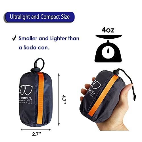 Gold Armour Inflatable Camping Pillow Backpacking Pillow Lightweight Travel Air Pillow Ultralight Ergonomic Pillow Portable For Airplanes With Neck & Lumbar Support (Orange) #TOP3