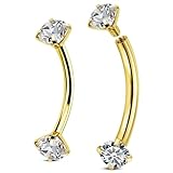 COYUN 2PCS 16G Titane Piercing Arcade Piercing Langue Nombril Piercing Labret Vertical Levre Lip Bar Labret Daith Bananes Homme Femme Hypoallergénique Argent Or 6mm 8mm