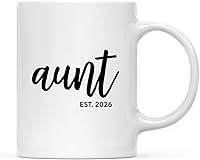 Vista 1 de Andaz Press Taza de café personalizada con anuncio de embarazo para bebé, 11 onzas, regalo de tía Est. 2025, 1 paquete, año personalizado, ideas
