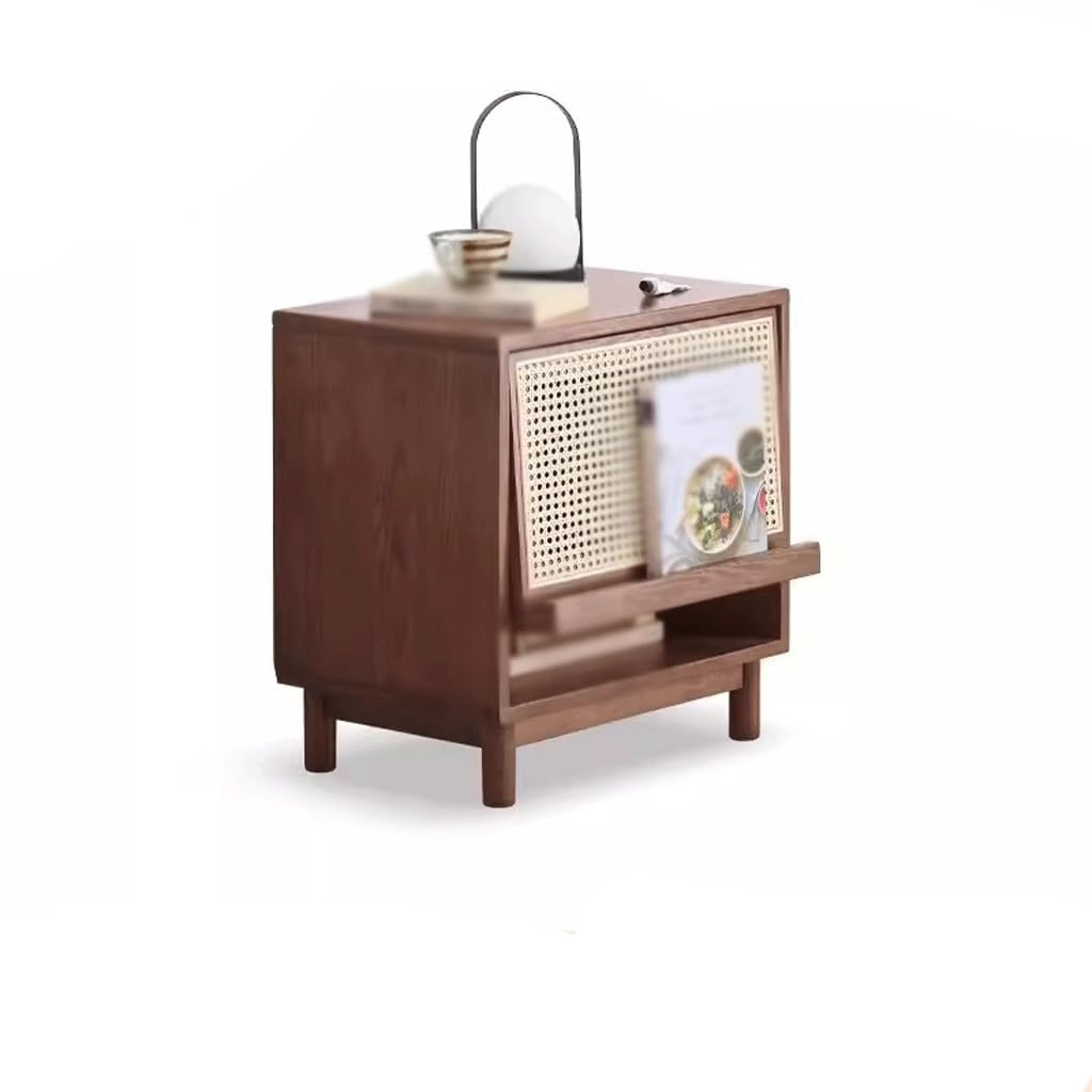 BHGFYXBS End Table Side Table Solid Wood Magazine Cabinet, Sofa Side Cabinet, Living Room Side Table, Rattan Storage Side Table, Bedroom Small Bedside Table Sofa Side Table