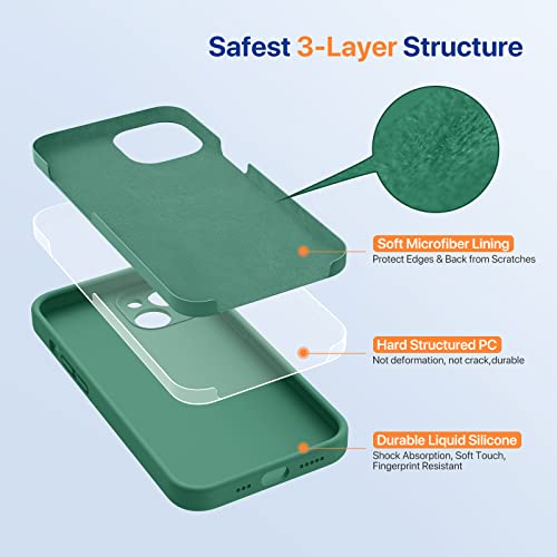 Miracase Designed for iPhone 14 Case,[Upgraded Enhanced Camera Protection],Shockproof Liquid Silicone Case with Microfiber Lining, 6.1 inch,Acacia Green by Miracase - Image 4