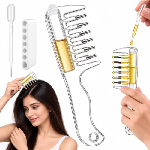 KADEN Hair Oil Applicator Comb, Refillable Scalp Massager & Liquid Dispenser with Storage Base, Even Oil Distribution Tool for All Hair Types & Growth Routines