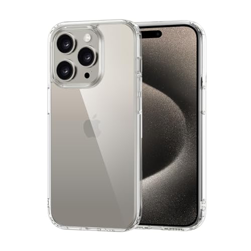 T Tersely for iPhone 15 Pro Max Clear Case, Crystal Clear, [Anti-Yellowing],Anti-Scratch Clear Phone Bumper Cover, Shockproof Phone Case