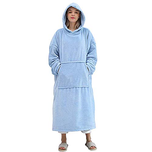 AUTUCAU Oversized Flannel Hoodies,Cozy Soft Warm Wearable Blanket with Giant Pocket, One Size for Men Women Adult Teens