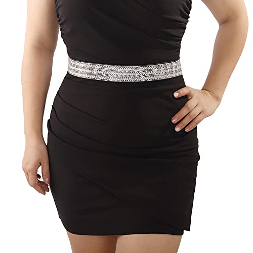 Wiwpar Crystal Stretchy Rhinestone Wide Waist Belt Women Bling Belt Shiny Dress Belts Elastic Waist Belt for Formal Bridal Girls Bar Wedding (Style3)