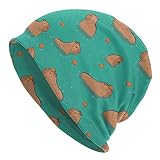 Sigouyinei Cute Capybara Capybaras Swim Play Eat Food Knit Hat Slouchy Skull Cap Beanie Hat for Men Women Gifts