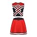 Voslett 2 Piece Women Cheerleader Costume Top Skirt Sets Cosplay Cheer Outfit Halloween Cheerleading Party Red S