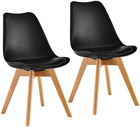 Porthos Home Elle Eames-Style Dining Chair (Set of 2), Black