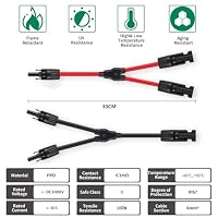 GENORTH 6 mm² Solarkabel Y Verteiler,1Y2 10AWG Solarpanel Y Stecker Solar Paar MMF und FFM,PV Y Kabel für Solaranlage Photovoltaik(Rot + Schwarz) – Ansicht 3
