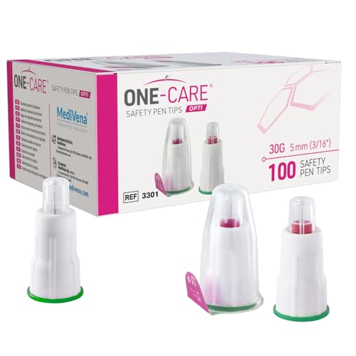 ONE-CARE Opti Safety Pen Tips 30G x 5 mm Extra-Thin Wall Design, 100/bx