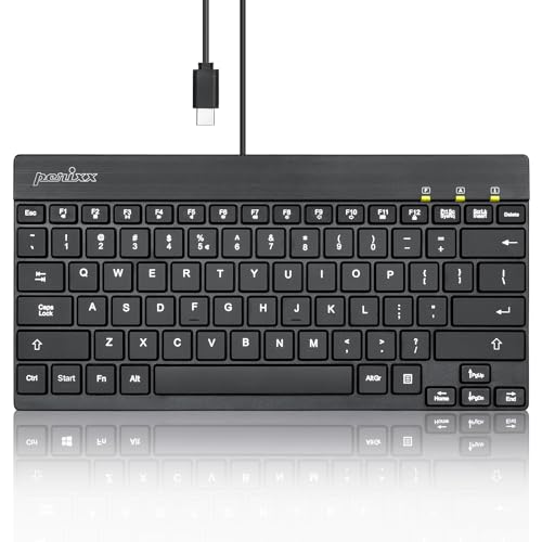 Perixx PERIBOARD-426C Wired Mini Low Profile Keyboard - 10.87x5.43x0.55 inches Dimension - 4.9ft USB C Cable - US English by Perixx - Used condition - US$12.72